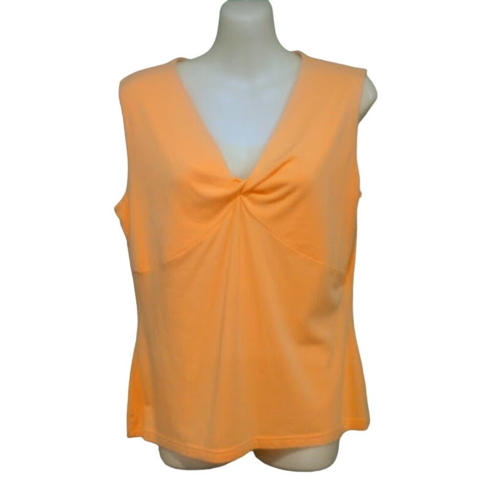 Talbots Sleeveless Top with Twisted V-Neck, Orange,‎ Size M